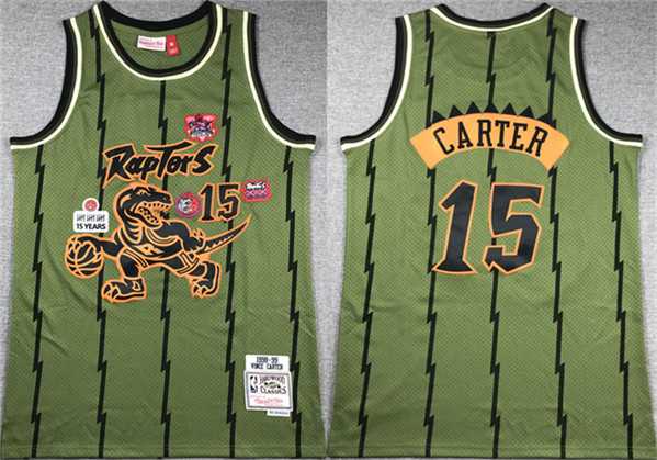Men%27s Toronto Raptors #15 Vince Carter Green 1998-99 Throwback Stitched Jersey Mixiu